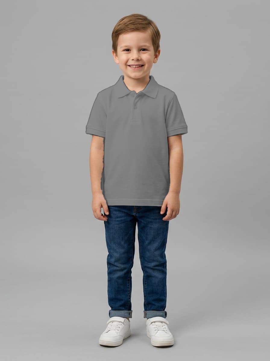 Kids Polyester 140 GSM Polo Neck T-Shirt - Custom Apparel Manufacturing Cut N Stitch