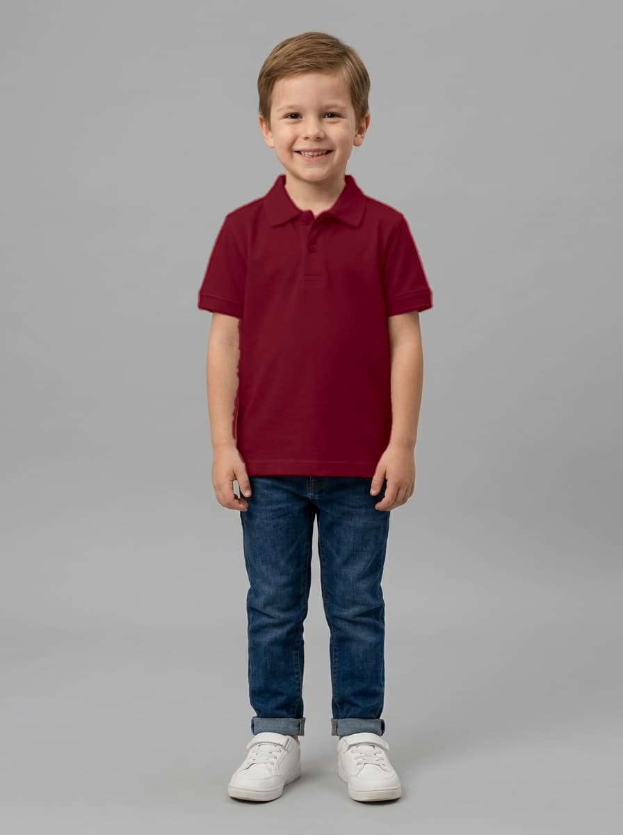 Kids Cotton 240 GSM Tipping Polo Neck T-Shirt - Custom Apparel Manufacturing Cut N Stitch
