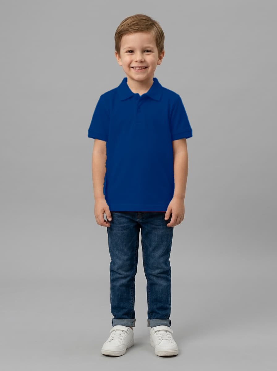 Kids Cotton 220 GSM Polo Neck T-Shirt - Custom Apparel Manufacturing Cut N Stitch